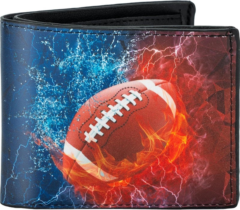 Fonwill Boys Wallet for Kids, Cool Football Bifold Rfid Blocking Leather Wallet 4 5 6 7 8 9 10 11 12 Ages, Novelty Kids Wallet with Zipper Coin Pocket for Boys Teen Girls Birthday Christmas Gifts - Image 1